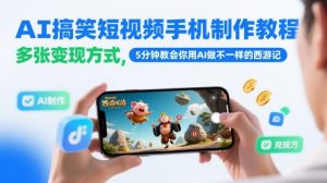 AI搞笑短视频手机制作教程，多张变现方式，5分钟教会你用AI做不一样的西游记-大齐资源站
