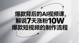 爆款背后的AI视频课，解说7天涨粉10W爆款短视频的制作流程-大齐资源站