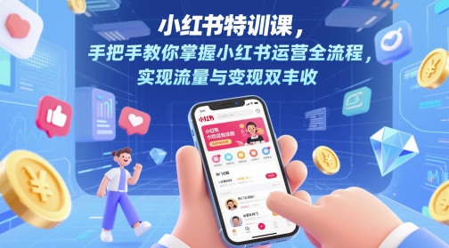 小红书特训课，手把手教你掌握小红书运营全流程，实现流量与变现双丰收-大齐资源站