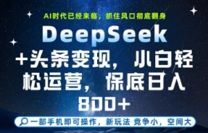 DeepSeek+头条变现，保姆级教学，小白轻松上手，日入8张+【揭秘】-大齐资源站