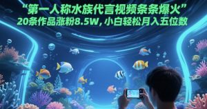 第一人称水族代言视频条条爆火，20条作品涨粉8.5W，小白轻松月入五位数-大齐资源站