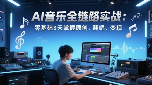 AI音乐全链路实战变现课：零基础3天掌握原创、翻唱、变现-大齐资源站