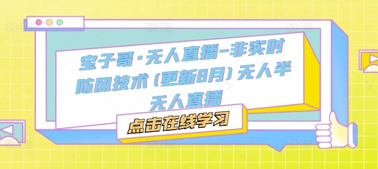 宝子哥·无人直播-非实时防风技术(更新25年5月)无人半无人直播-大齐资源站
