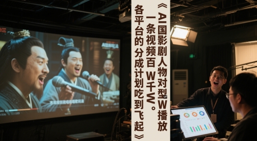 AI三国影视剧人物对口型唱歌玩法，一条视频百W千W播放，各平台的分成计划吃到飞起-大齐资源站