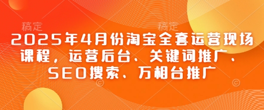2025年4月份淘宝全套运营现场课程，运营后台、关键词推广、SEO搜索、万相台推广-大齐资源站