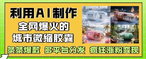 利用AI制作全网爆火的城市微缩胶囊，条条爆款， 多平台分发，疯狂涨粉变现-大齐资源站