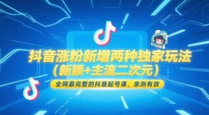 抖音涨粉新增两种独家玩法（新颖+主流二次元），全网最完整的抖音起号课，亲测有效-大齐资源站