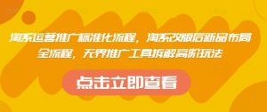 淘系运营推广标准化流程，​淘系改版后新品布局全流程，无界推广工具拆解高阶玩法-大齐资源站