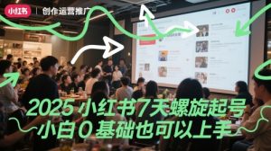 2025小红书7天螺旋起号，小白0基础也可以上手-大齐资源站