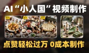 爆款1000W+播放微缩景观迷你小人国AI视频0成本制作全流程教学-大齐资源站