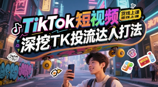 TikTok短视频带货线上课，深挖TK投流达人打法-大齐资源站