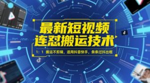 最新短视频连怼搬运技术 1：1搬运不剪辑，适用抖音快手，条条过抖出框-大齐资源站