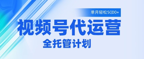 视频号代运营2.0，全程托管招募，单月轻松变现5k【揭秘】-大齐资源站