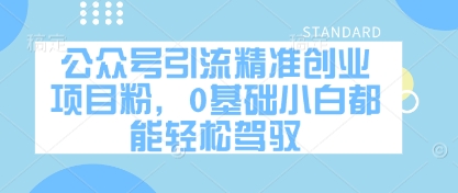 公众号引流精准创业项目粉，0基础小白都能轻松驾驭-大齐资源站