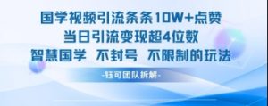 国学视频引流条条10W+点赞当日引流变现超4位数-大齐资源站