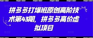 拼多多打爆班原创高阶技术第43期，拼多多高价虚拟项目-大齐资源站