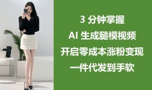 3分钟掌握AI生成腿模视频，开启零成本涨粉变现，一件代发到手软-大齐资源站