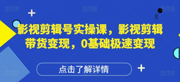 影视剪辑号实操课，影视剪辑带货变现，0基础极速变现-大齐资源站