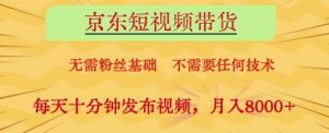 京东短视频带货,无需粉丝基础,不需要任何技术,每天十分钟发布视频,月入8k【揭秘】-大齐资源站