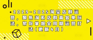2023-2025淘宝店群运营，聚焦淘系店群高客单玩法，帮你掌握全周期运营打法(更新4月)-大齐资源站