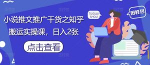 小说推文推广干货之知乎搬运实操课，日入2张-大齐资源站
