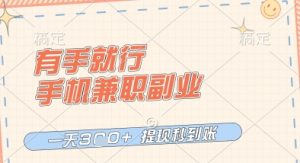 有手就行，手机兼职副业，一天3张+，提现秒到账，只要做就有收益【揭秘】-大齐资源站