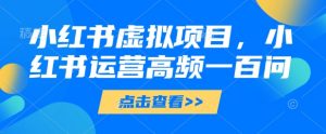 小红书虚拟项目，小红书运营高频一百问【文档】-大齐资源站