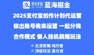 2025支付宝创作者分成计划代运营，纯托管，高分成，合作模式【揭秘】-大齐资源站