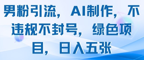 男粉引流，AI制作，不违规不封号，绿色项目，日入五张-大齐资源站