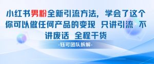 小红书男粉引流 学会了这个变现很容易，不讲废话全程针对男人的打法 全程干货-大齐资源站