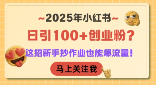 2025年小红书日引100+创业粉？这招新手抄作业也能爆流量！-大齐资源站