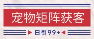 小红书某音宠物赛道引流获客 自热矩阵日引200+【揭秘】-大齐资源站