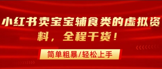小红书卖宝宝辅食类的虚拟资料，从引流到私域变现，全程干货，简单粗暴，轻松上手-大齐资源站