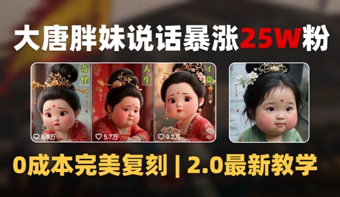 AI大唐胖贵妃说话2.0，40条视频暴涨40w粉，附独家变现攻略-大齐资源站