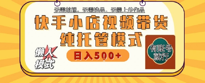 快手小店托管代运营，无需剪辑，无需选品，无需上传作品，全程无需操作，轻松月入5k+【揭秘】-大齐资源站
