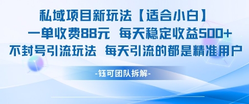 私域项目新玩法【适合小白】 一单收费88.每天稳定收益几张-大齐资源站
