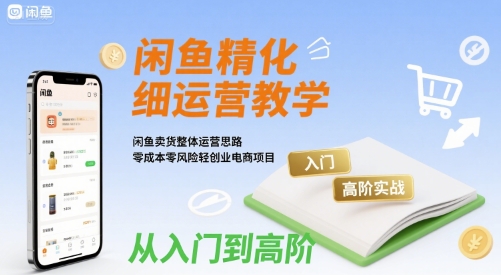 闲鱼精细化运营入门+高阶实战教学，闲鱼卖货整体运营思路，零成本零风险轻创业电商项目-大齐资源站