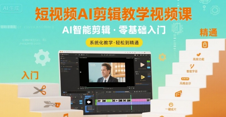 短视频AI剪辑教学视频课，入门到精通-大齐资源站