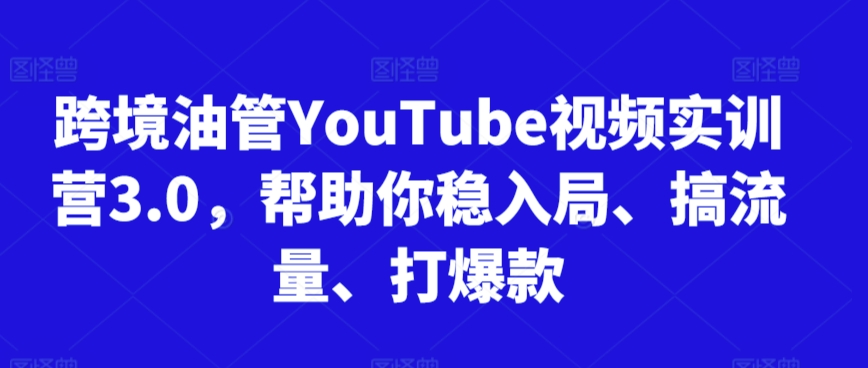 跨境油管YouTube视频实训营3.0，帮助你稳入局、搞流量、打爆款（更新2025）-大齐资源站