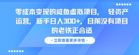 零成本变现的咸鱼虚拟项目， 轻资产运营，新手日入3张+，目前没有项目的老铁正合适-大齐资源站