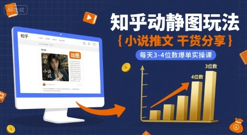 小说推文干货分享之知乎动静图玩法，每天3-4位数爆单实操课-大齐资源站