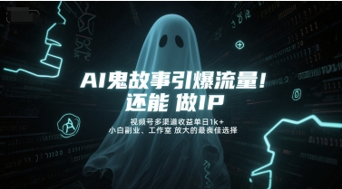 AI鬼故事引爆流量，还能做IP，视频号多渠道收益单日1k+，小白副业、工作室放大的最佳选择-大齐资源站