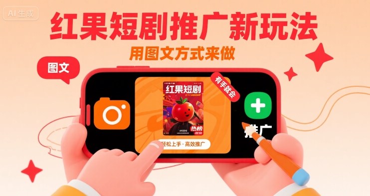 红果短剧推广新玩法，用图文方式来做，有手就会-大齐资源站