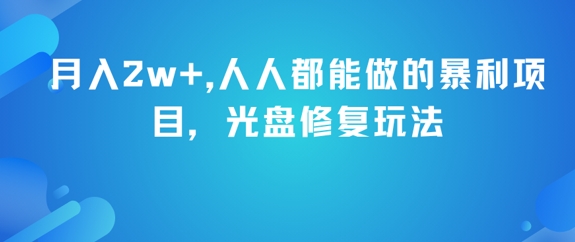 月入2w+，人人都能做的暴利项目，光盘修复玩法-大齐资源站