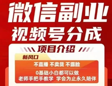 微信副业视频号分成，不直播 不卖货 不露脸，三五分钟即可完成一条作，每日收益几十、几张不等-大齐资源站