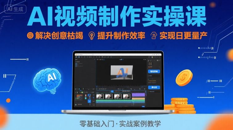 Ai视频制作实操课，解决创意枯竭、效率低下痛点，实现日更量产可持续变现-大齐资源站