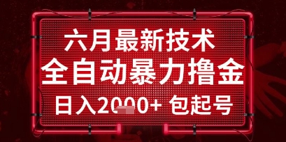 六月最新技术全自动暴力撸金，稳定日入2k+包起号，长期稳定【揭秘】-大齐资源站