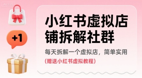 小红书虚拟店铺拆解社群，每天拆解一个虚拟店，简单实用(赠送小红书虚拟教程)-大齐资源站