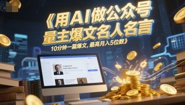 用AI做公众号流量主爆文名人名言，10分钟一篇爆文，最高月入5位数-大齐资源站