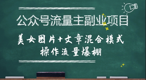 公众号流量主副业项目，美女图片+文章混合模式操作流量爆棚-大齐资源站